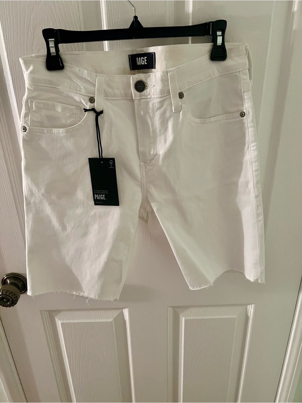 NWT PAIGE White Long Style Cutoff Shorts Size 30